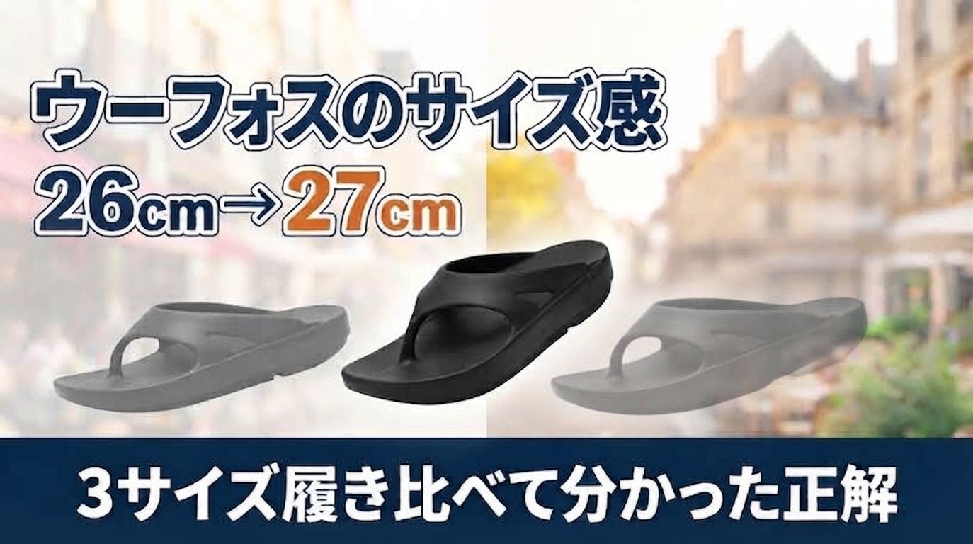 【3サイズ履き比べ】ウーフォスサンダルのサイズ感｜普段26cmなら27cmが正解