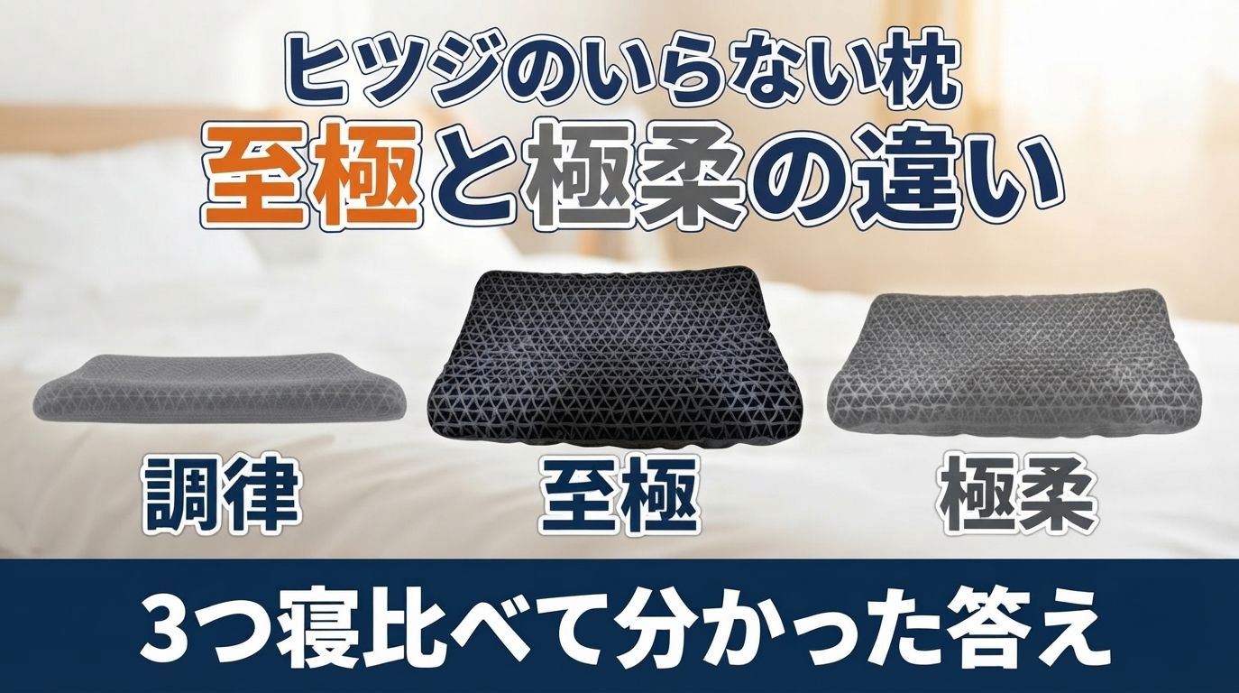 【3つ寝比べ】ヒツジのいらない枕、至極と極柔の違いは？調律も比較